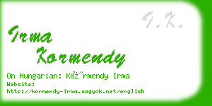 irma kormendy business card